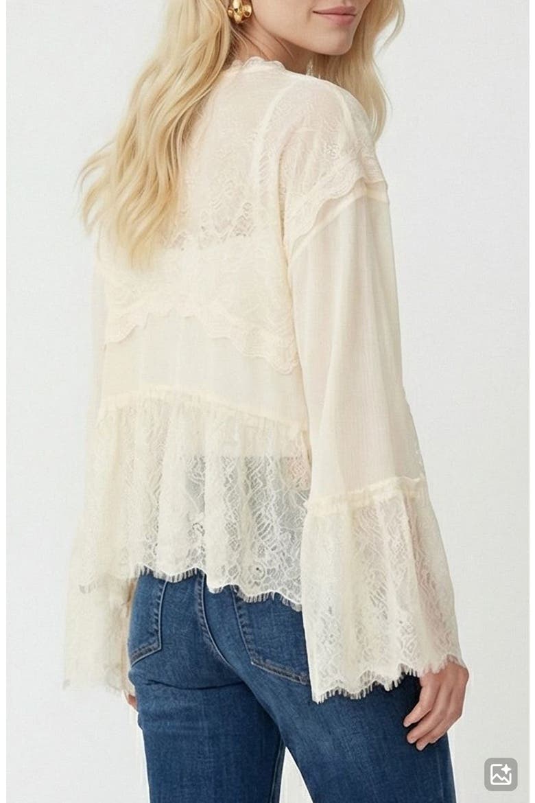 Emilie V-Neck Lace Swing Top, Alternate, color, BIRCH