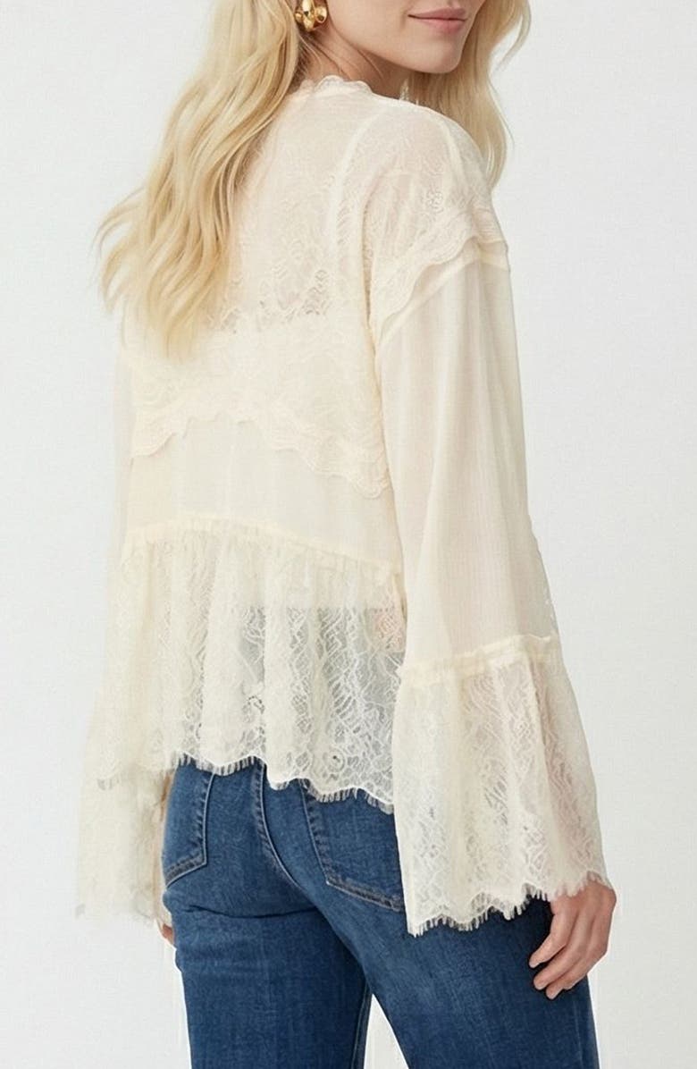 VERO MODA Emilie V-Neck Lace Swing Top, Alternate, color, Birch