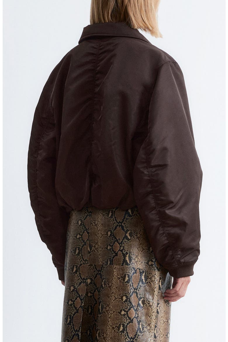 Crop Bomber Jacket, Alternate, color, BROWN DARK