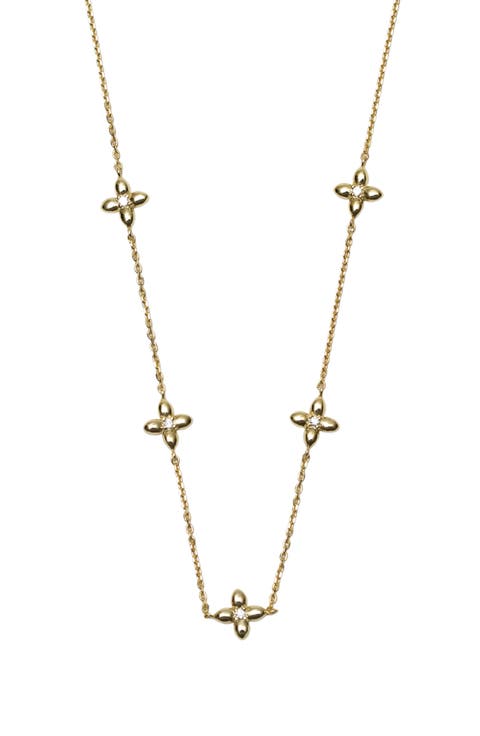 Flower Cubic Zirconia Station Necklace