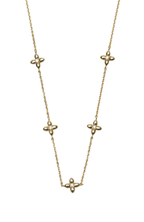 Argento Vivo Sterling Silver Flower Cubic Zirconia Station Necklace