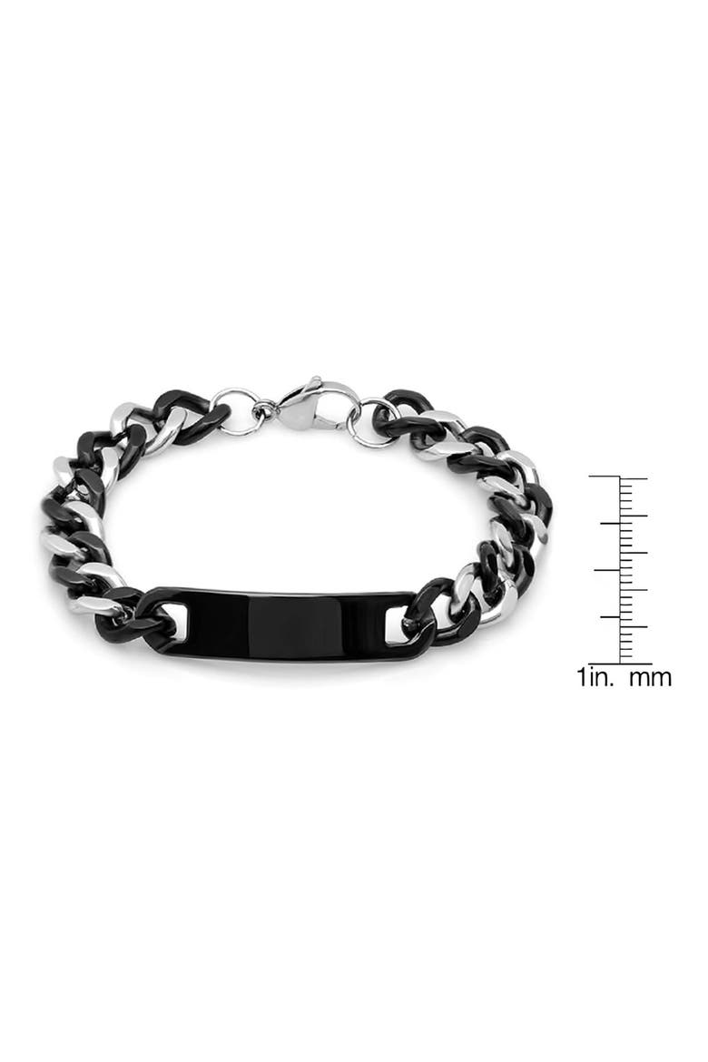 Men's Two Tone Stainless Steel Curb Chain Bracelet, Alternate, color, SILVER/BLACK