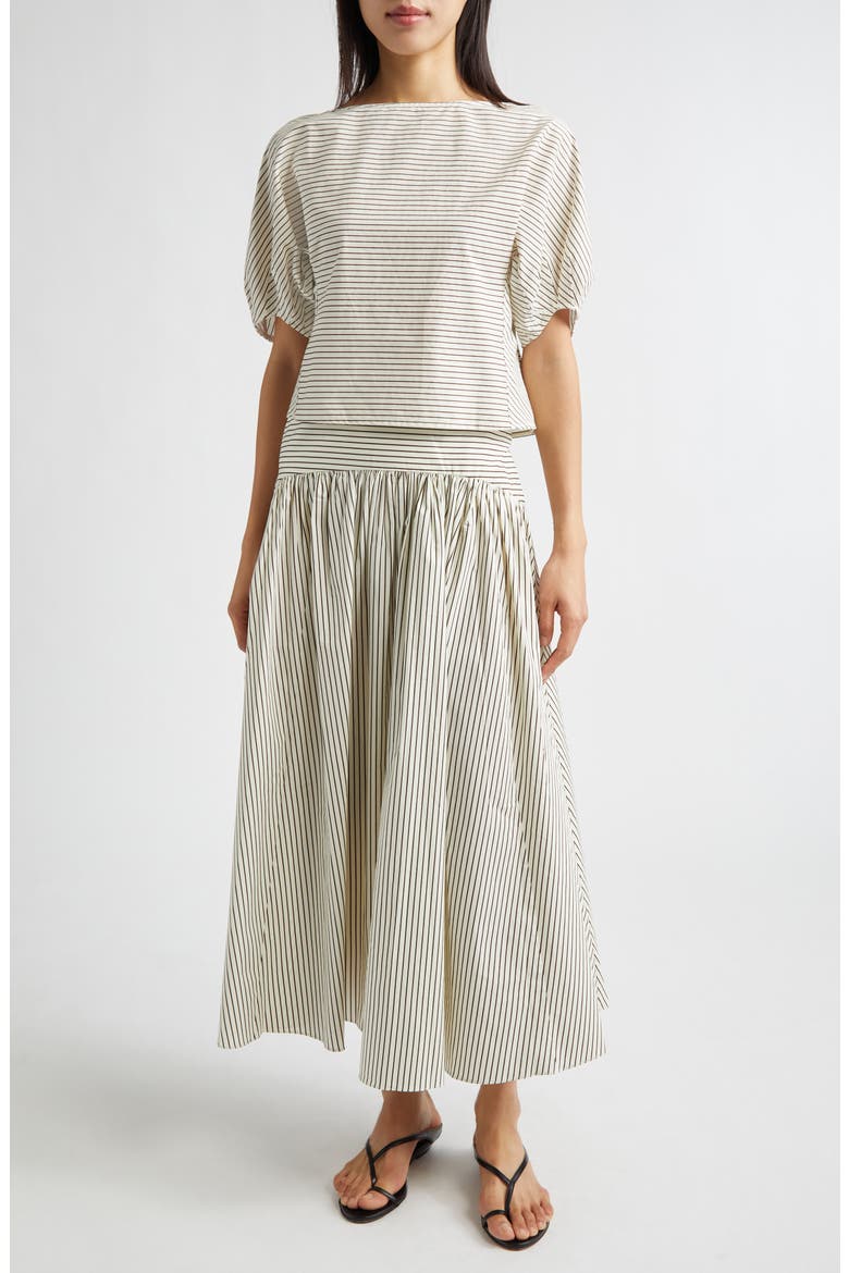 Procida Stripe Maxi Skirt, Alternate, color, IVORY/ DARK OAK MICRO STRIPE