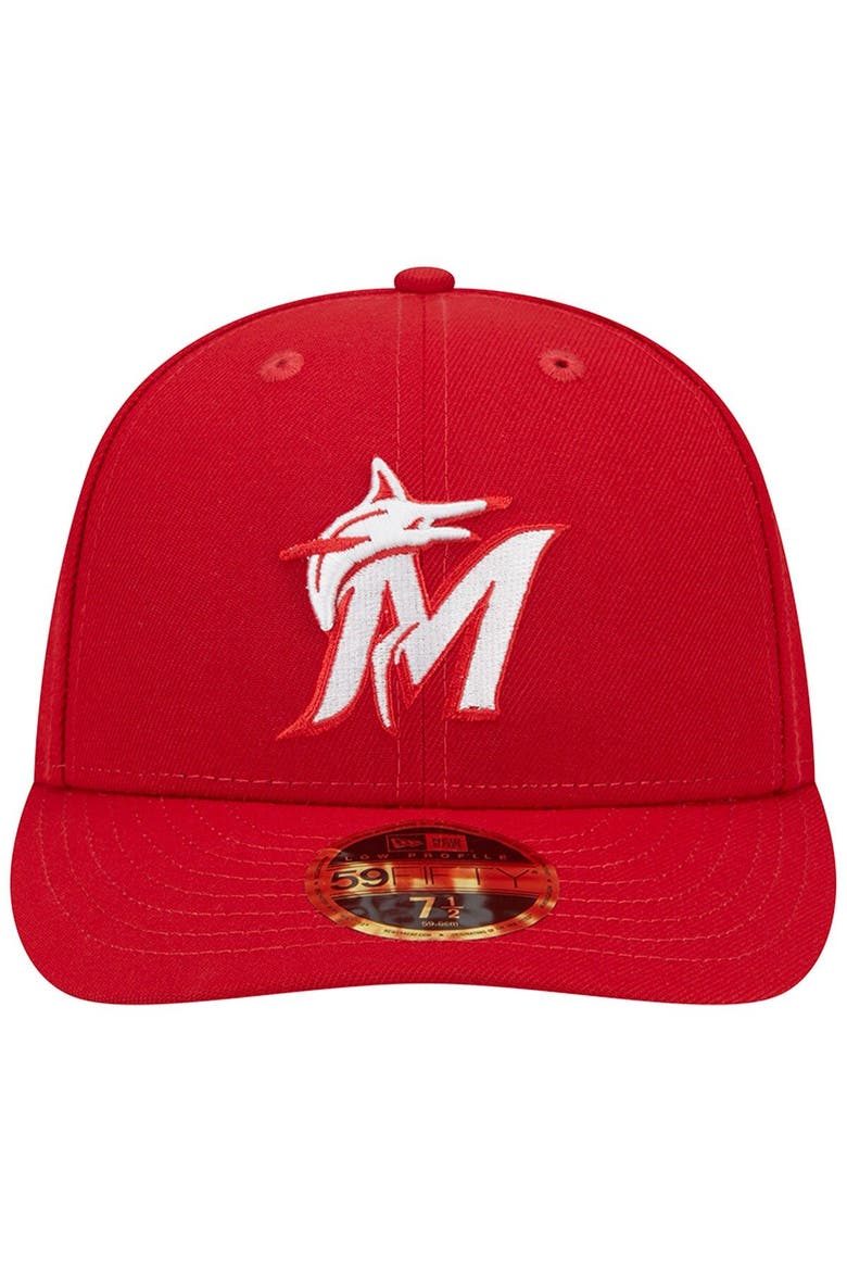Men's New Era Scarlet Miami Marlins Low Profile 59FIFTY Fitted Hat, Alternate, color, Scarlet