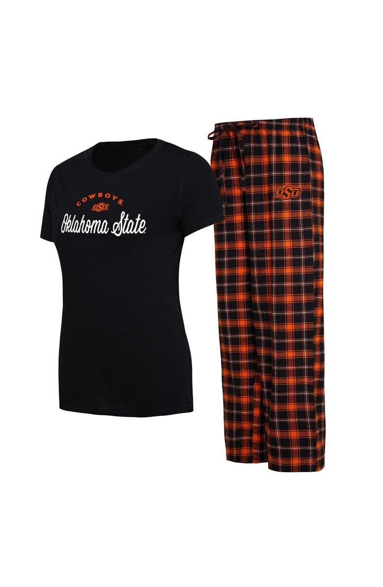 CONCEPTS SPORT Women's Concepts Sport Black/Orange Oklahoma State Cowboys Arctic T-Shirt & Flannel Pants Sleep Set, Alternate, color, 