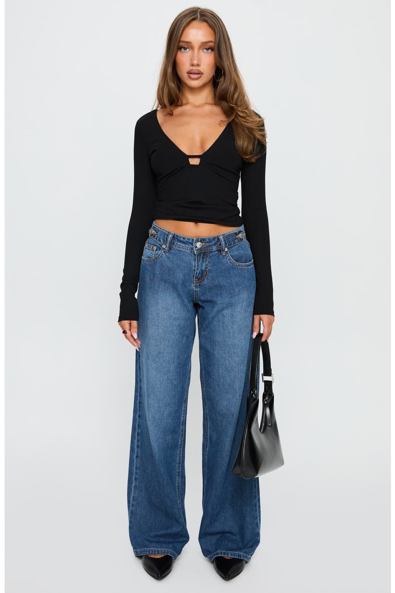 Sold on You Cutout Long Sleeve Top, Alternate, color, BLACK