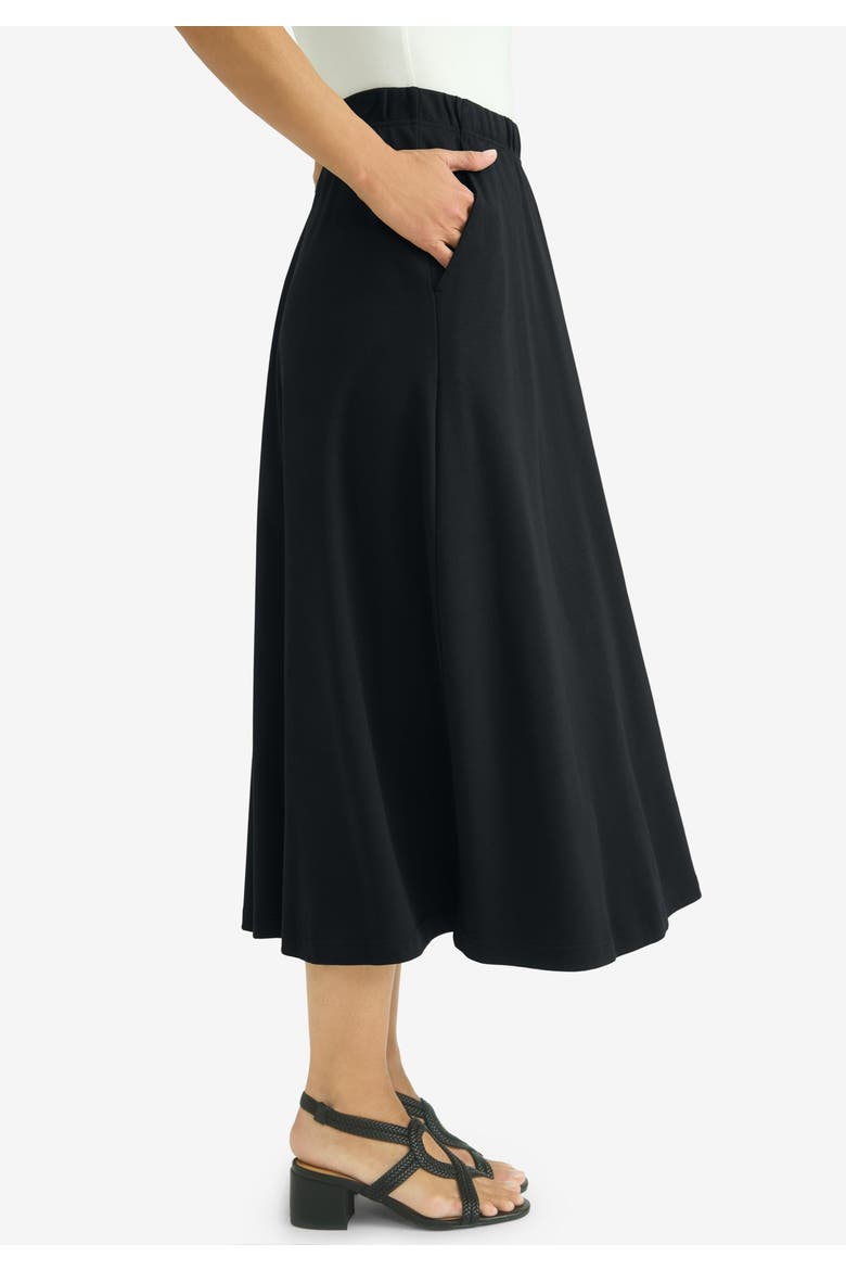 Soft Ease Cotton Knit Swing Skirt, Alternate, color, BLACK