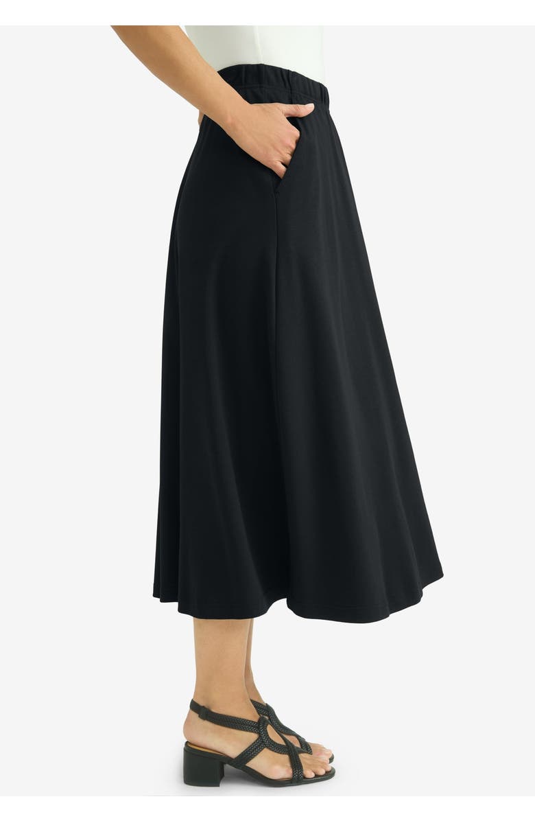 Jessica London Soft Ease Midi Skirt, Alternate, color, Black