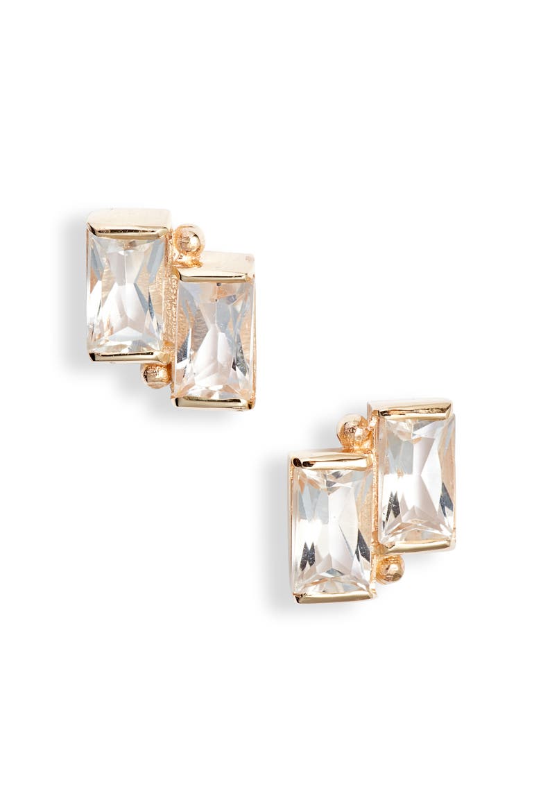 Cléo Deux Carré Stud Earrings, Main, color, YELLOW GOLD/ DIAMOND