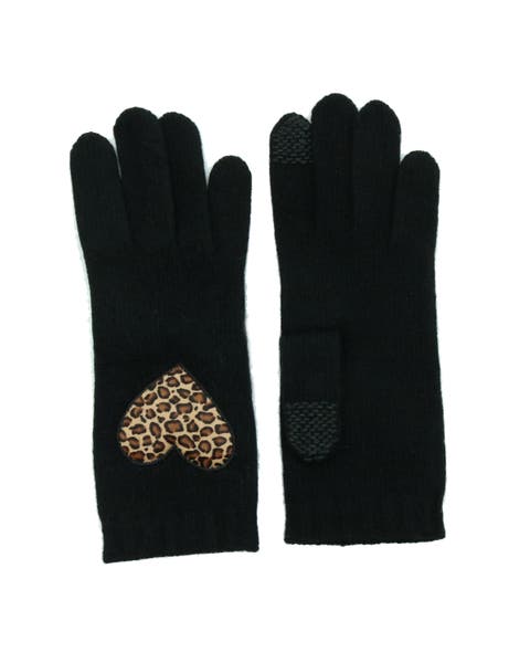 Cashmere tech gloves with heart patch