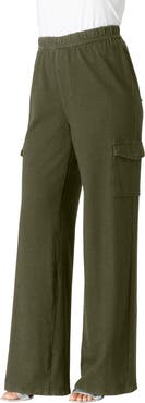 Roaman's Wide Leg Cargo Knit Jean