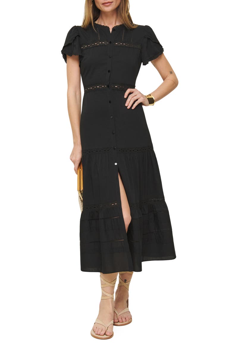 Zebrina Flutter Sleeve Dress, Main, color, BLACK