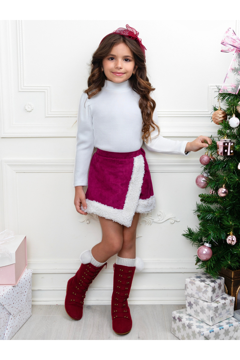 Cozy Long Sleeve Top and  Skort Set, Alternate, color, White