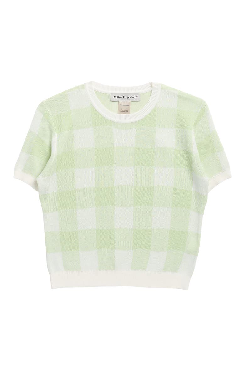 Kids' Checked Short Sleeve Sweater, Main, color, MINT