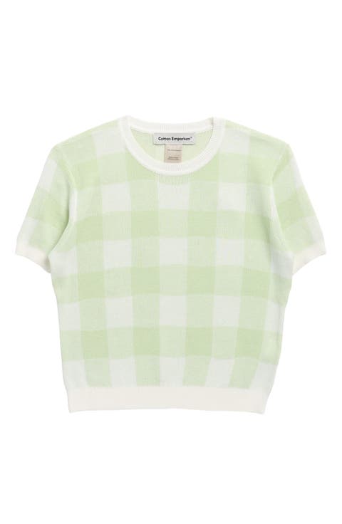Kids' Checked Short Sleeve Sweater