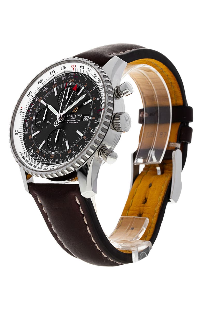 Watchfinder & Co. Breitling Preowned Navitimer Leather Strap GMT 46 Chronograph Watch, 46mm, Alternate, color, 
