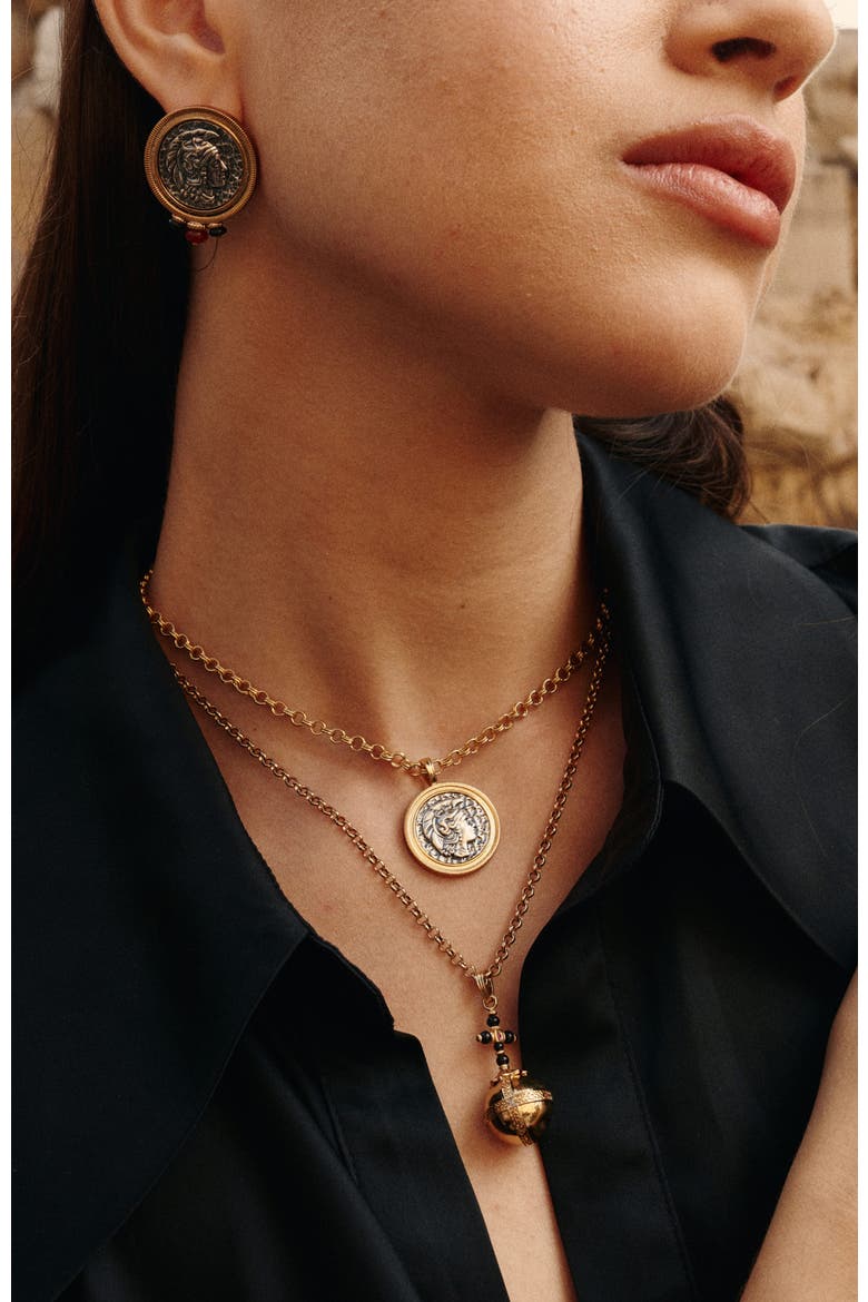Globus Cruciger Necklace, Alternate, color, Gold & Black