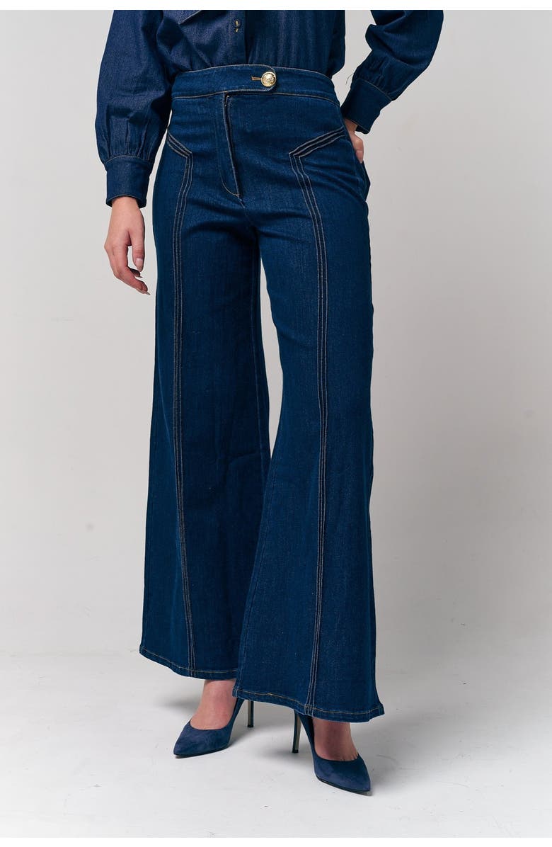 Le Fafo High Waisted Wide Leg Jeans, Main, color, Dark Blue