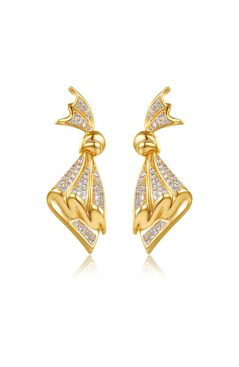 Classicharms Oversize Cubic Zirconia Pavé Butterfly Dangle Earrings, Main, color, Gold