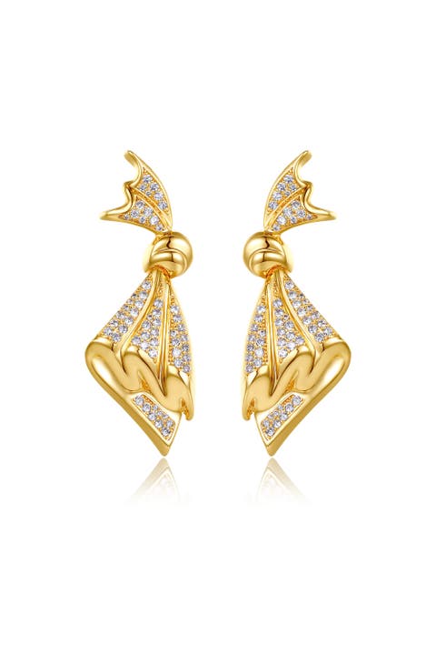 Oversize Cubic Zirconia Pavé Butterfly Dangle Earrings