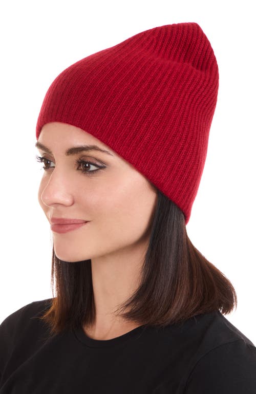 Amicale Cashmere Double Layer Rib Knit Beanie In Brown