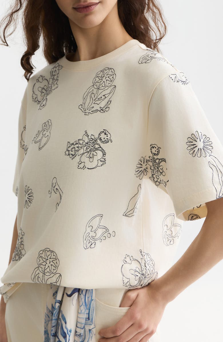 Scotch & Soda Embroidered Cotton Top, Alternate, color, Eggnog