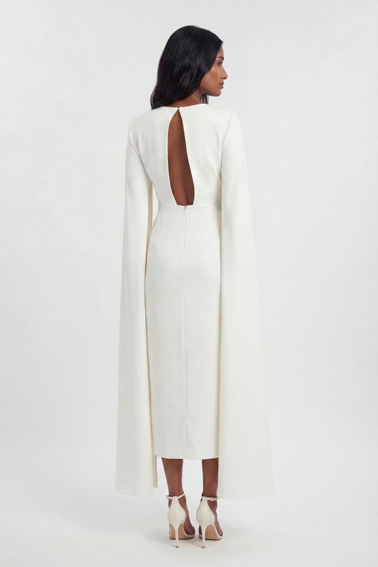 Cape Mesh Midi Dress, Alternate, color, Ivory