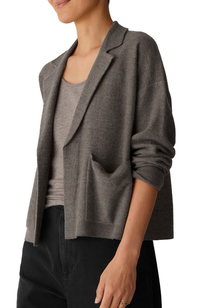 Notch Collar Cardigan, Alternate, color, COBBLESTONE