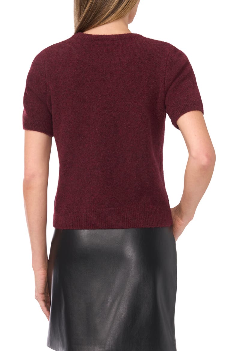 Short Sleeve Crewneck Sweater, Alternate, color, BURGUNDY