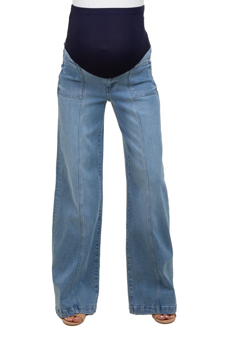 Front Seam Super Wide Leg Maternity Jeans, Alternate, color, Blue