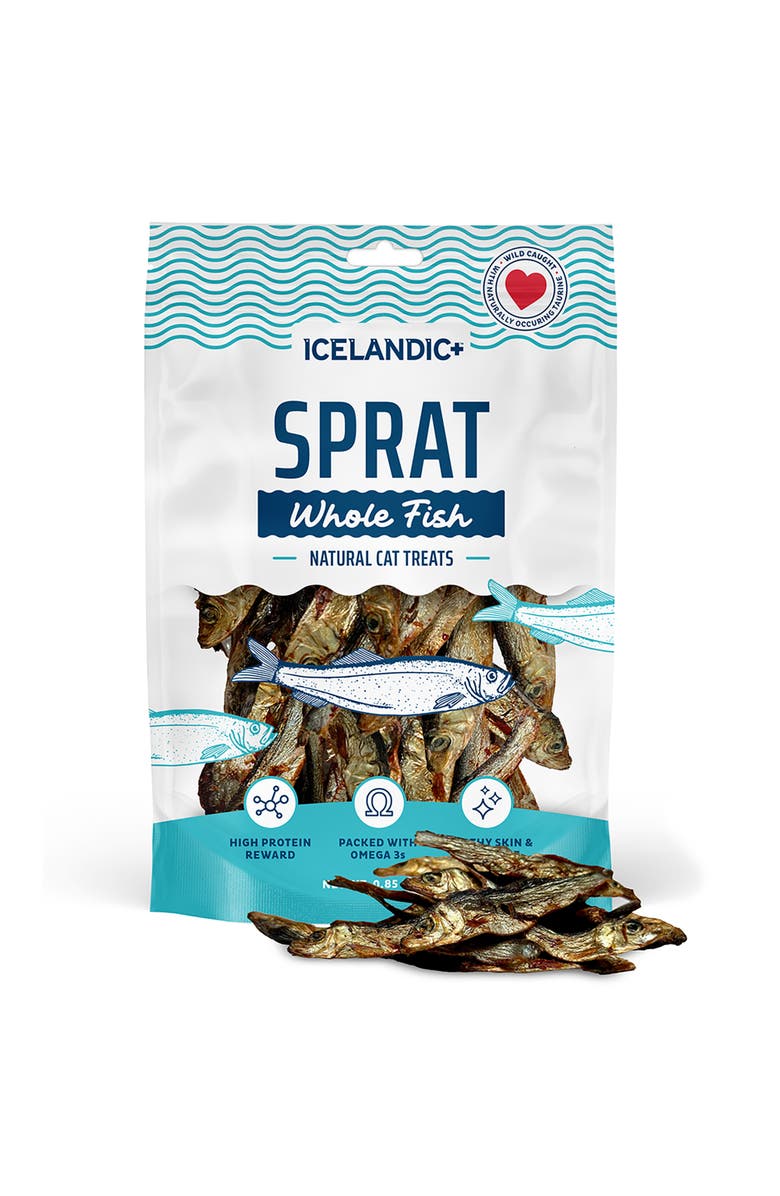 ICELANDIC+ Whole Fish Sprat 0.85Oz Bag, Airdried Cat Treats, Alternate, color, Brown