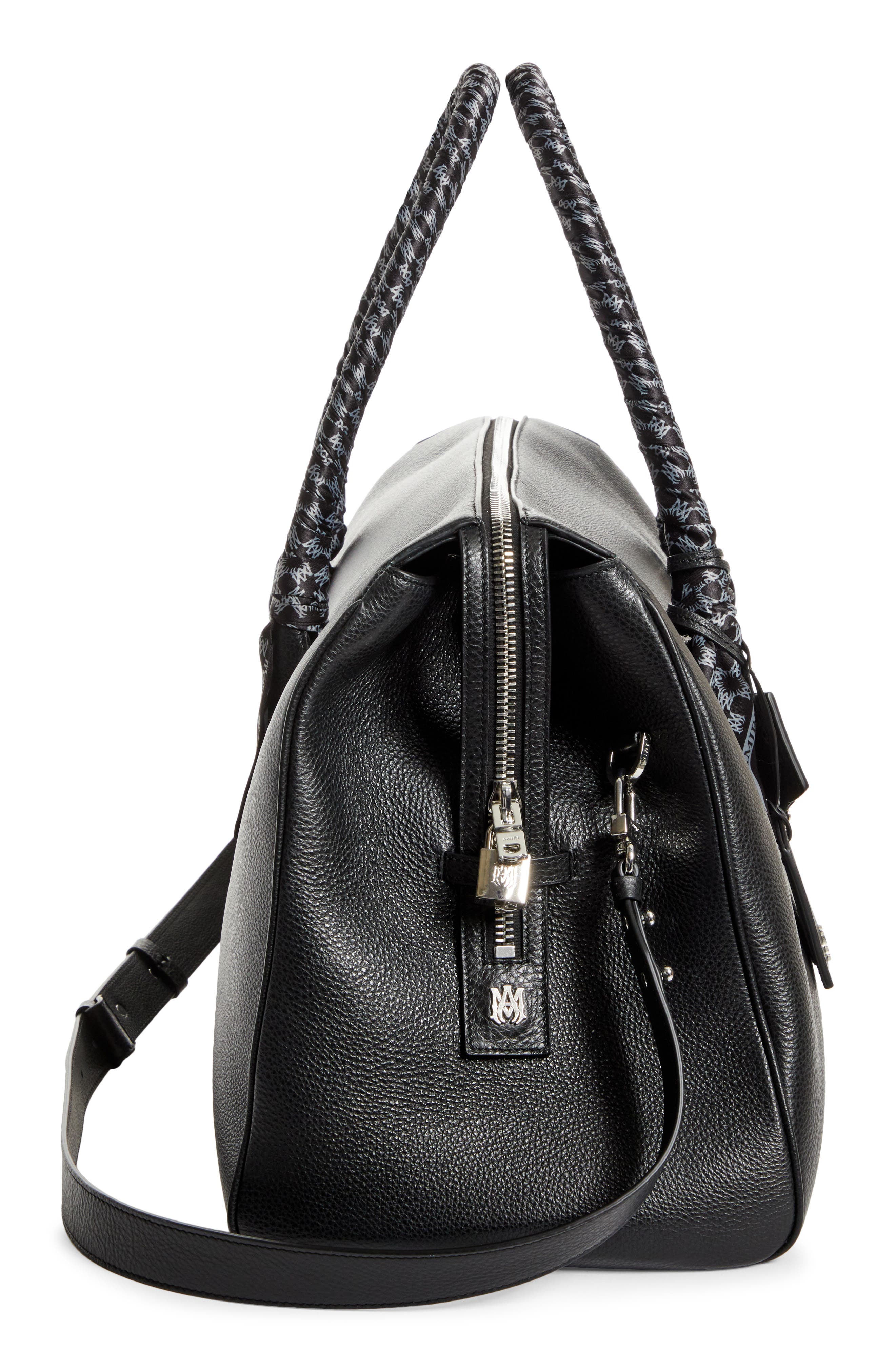 AMIRI Leather Duffle Bag, Alternate, color, Black