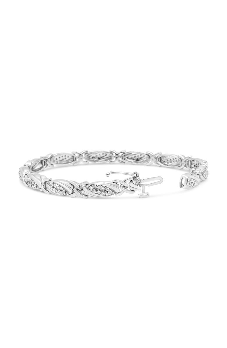 Haus of Brilliance Silver 1.00 Cttw Round Diamond X-Link Bracelet, Alternate, color, White