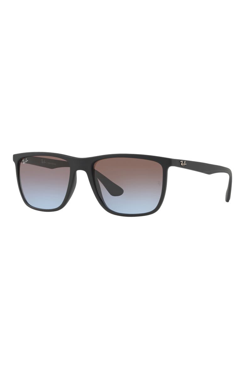 RB4288L 57mm Square Sunglasses, Alternate, color, MATTE BLACK / BLUE BROWN