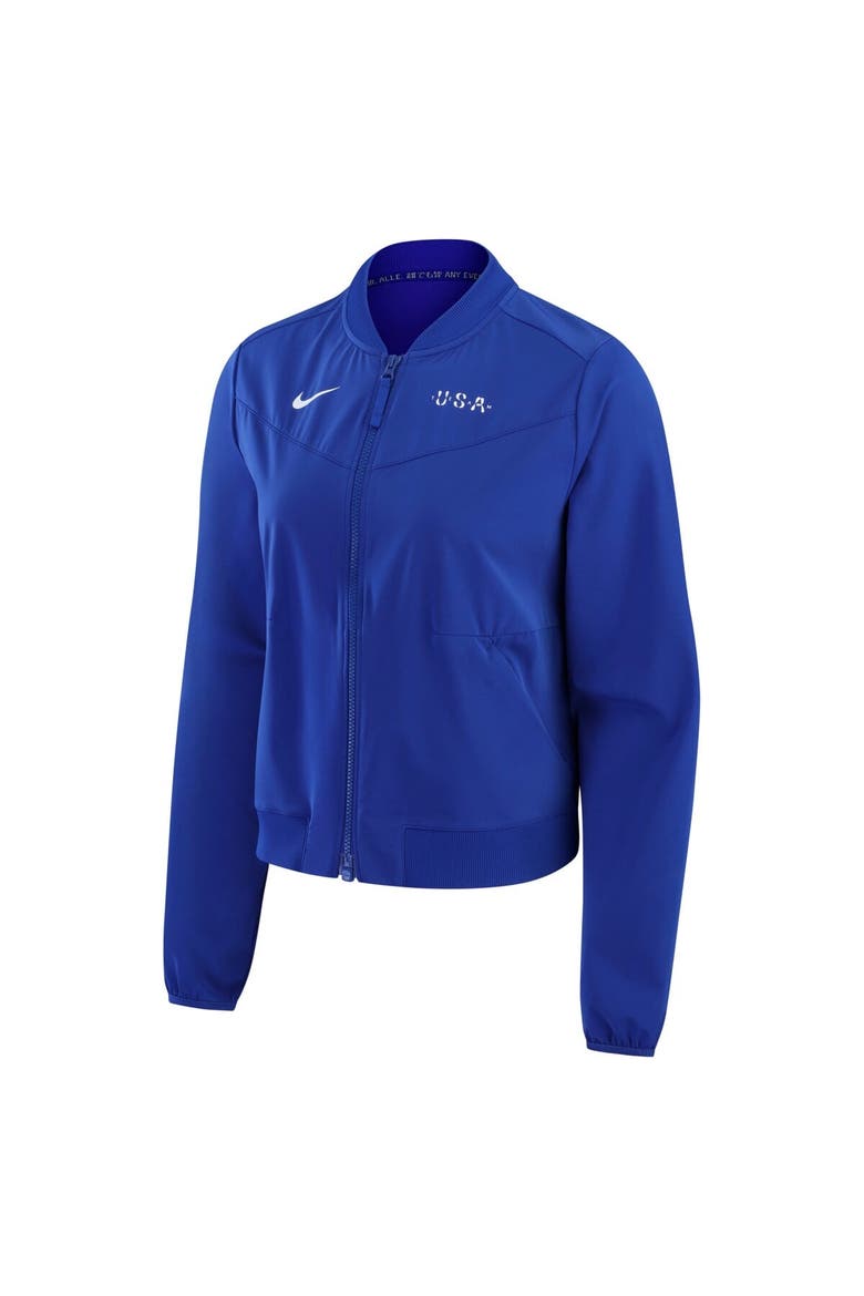 Women's Nike Blue Team USA Bliss Performance Full-Zip Bomber Jacket, Alternate, color, Blue