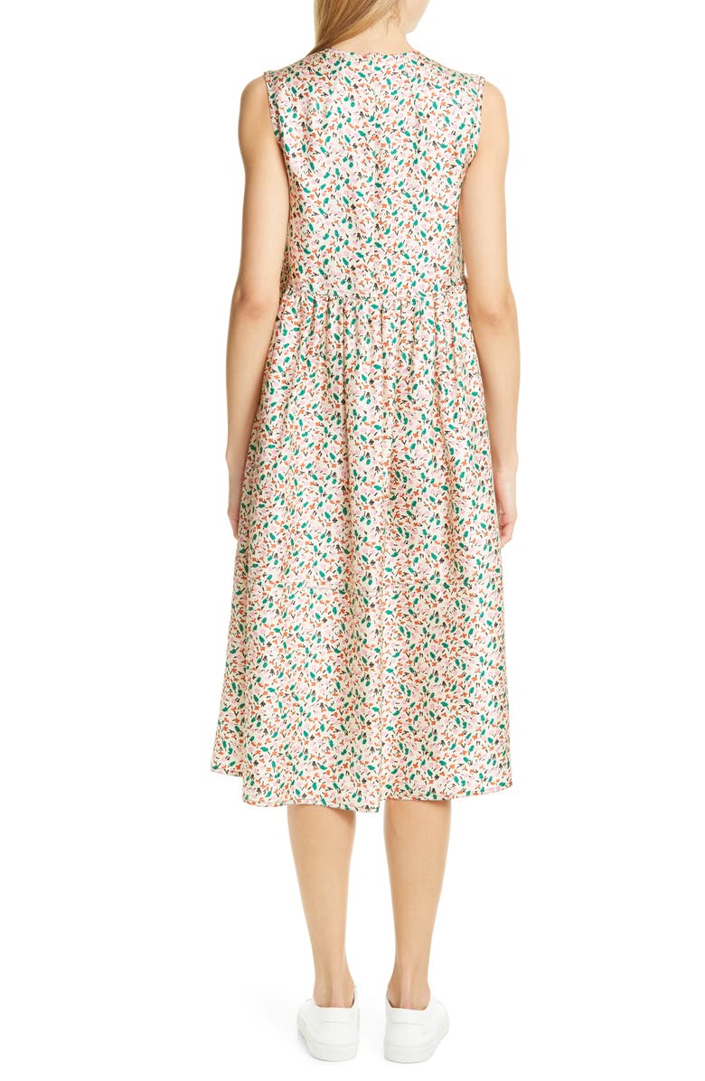 Marni Liz Floral Print Silk Twill Midi Dress, Alternate, color,