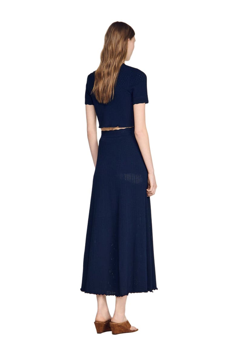 Pointelle knit maxi skirt, Alternate, color, Navy blue