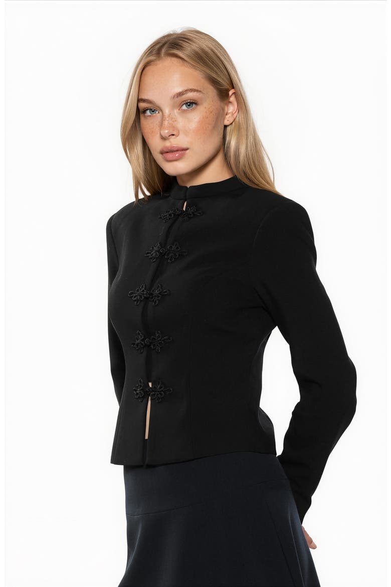 Moira Mandarin Collar Jacket, Alternate, color, BLACK