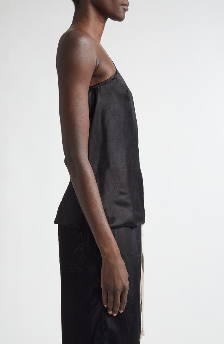 Rick Owens One-Shoulder Satin Top, Alternate, color, Black