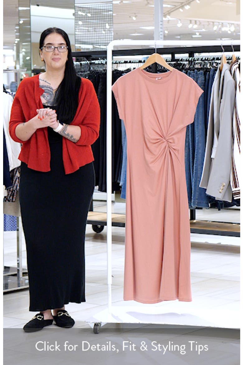 Crew Neck Side Twist Midi T-Shirt Dress video