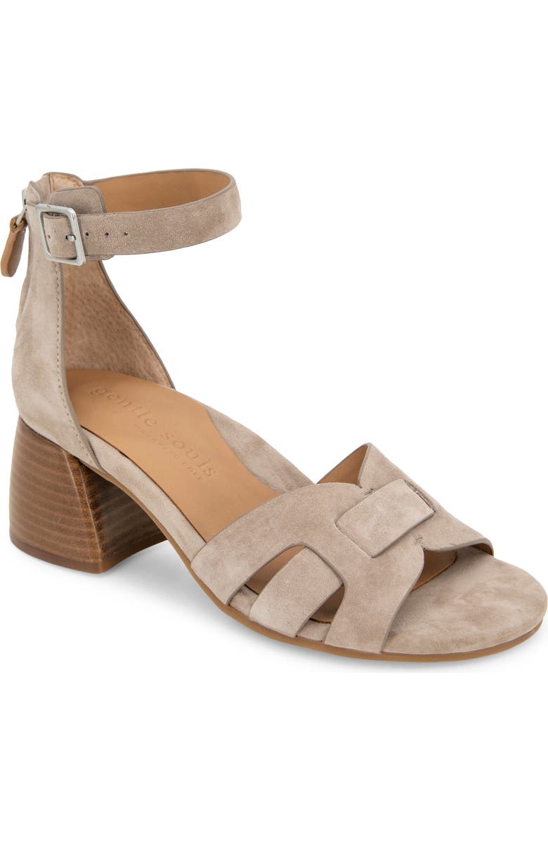 Gentle Souls Myla Ankle Strap Sandal, Main, color, Mushroom Suede