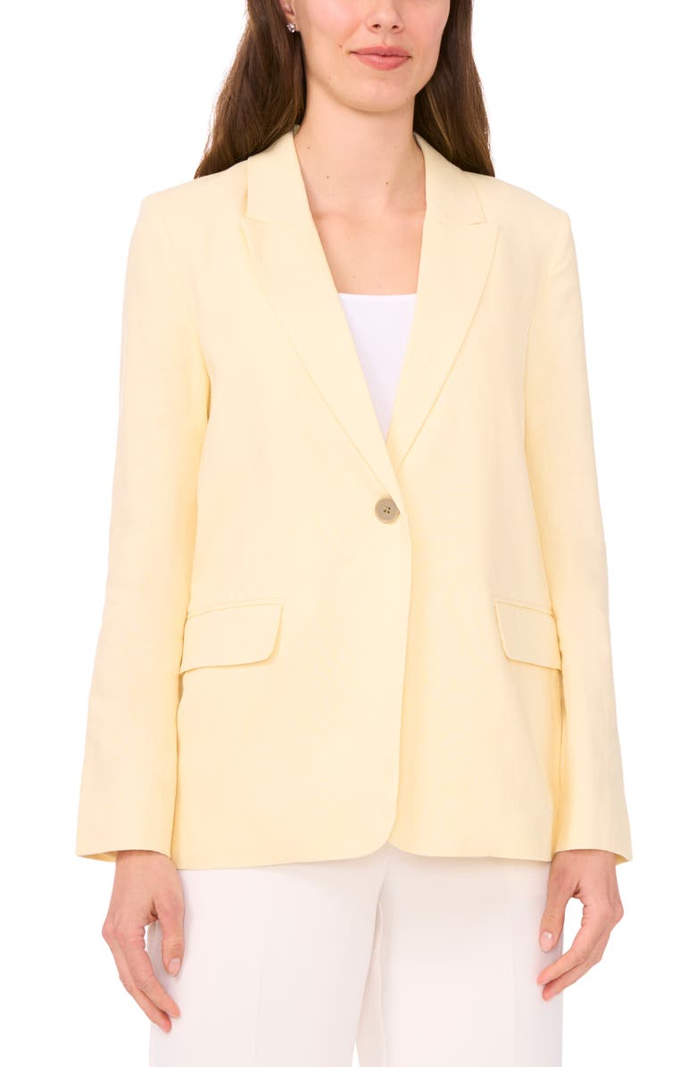 Halogen<sup>®</sup> One-Button Linen Blend Blazer, Alternate, color, Lemon Butter