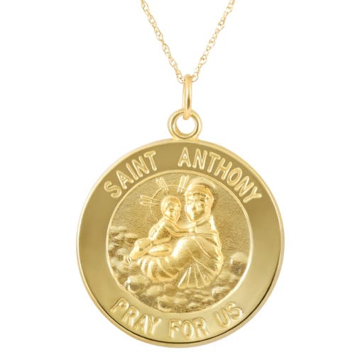 Bliss Diamond 14k Gold St. Anthony Medal Pendant 1" Tall 4.5 Grams In Yellow Gold