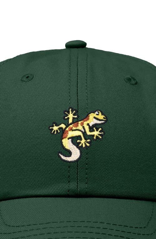 Dalix Gecko Embroidered Casual Cap In Dark Green