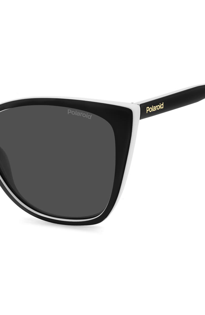 Polaroid 56mm Polarized Cat Eye Sunglasses, Alternate, color, Black White/ Grey Polar