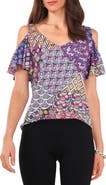 Chaus Print Cold Shoulder Top
