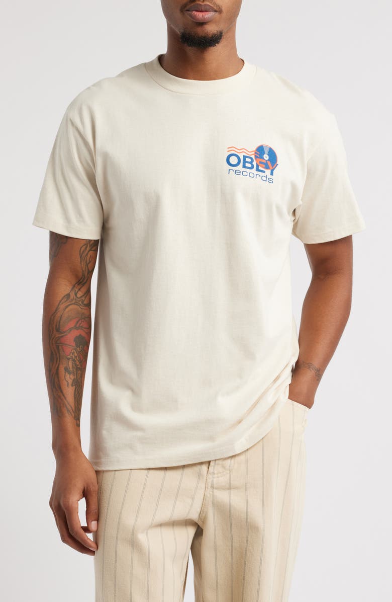 Obey Records Sound Waves Graphic T-Shirt, Main, color, 