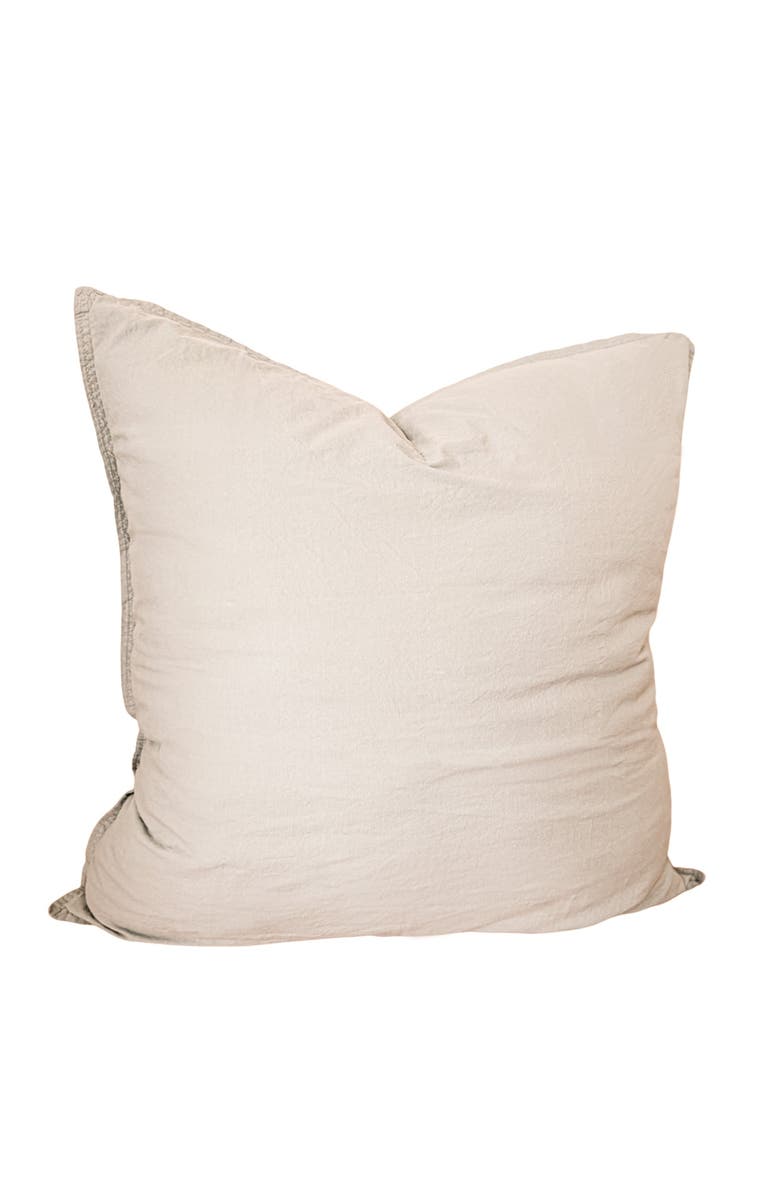 Anaya Stonewashed Cotton Percale Pillow with Down Insert, Main, color, Euro Almond Beige