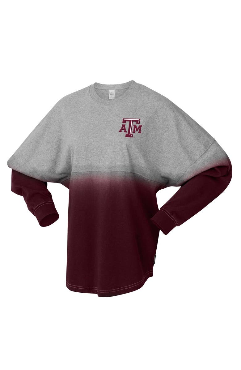 SPIRIT JERSEY Unisex Spirit Jersey Maroon/Gray Texas A&M Aggies Ombre Long Sleeve T-Shirt, Alternate, color, Maroon