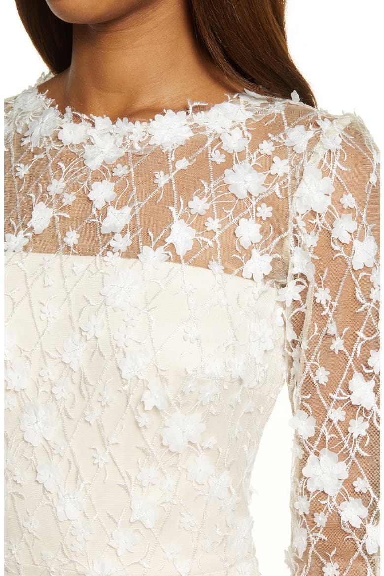 Long Sleeve Lace Cocktail Dress, Alternate, color, IVORY/ PETAL